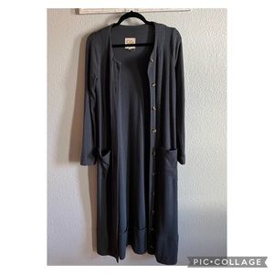 Chaser long charcoal duster cardigan